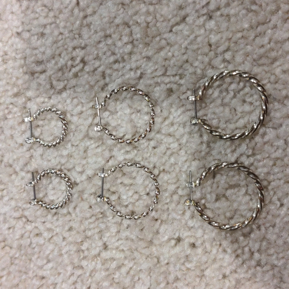 🎉FINAL PRICE 🎉 Silver-tone 3-pair earring set
